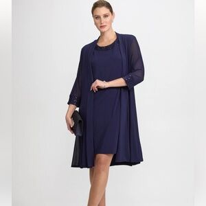 Laura Mesh Jacket & Jersey Dress Set Marine Blue 125201